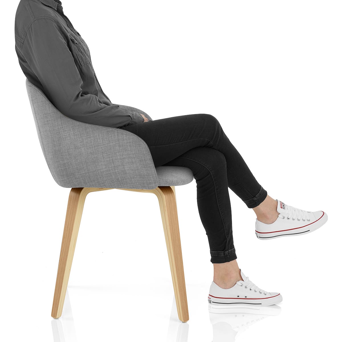 Harley Dining Chair Light Grey Fabric Frame Image