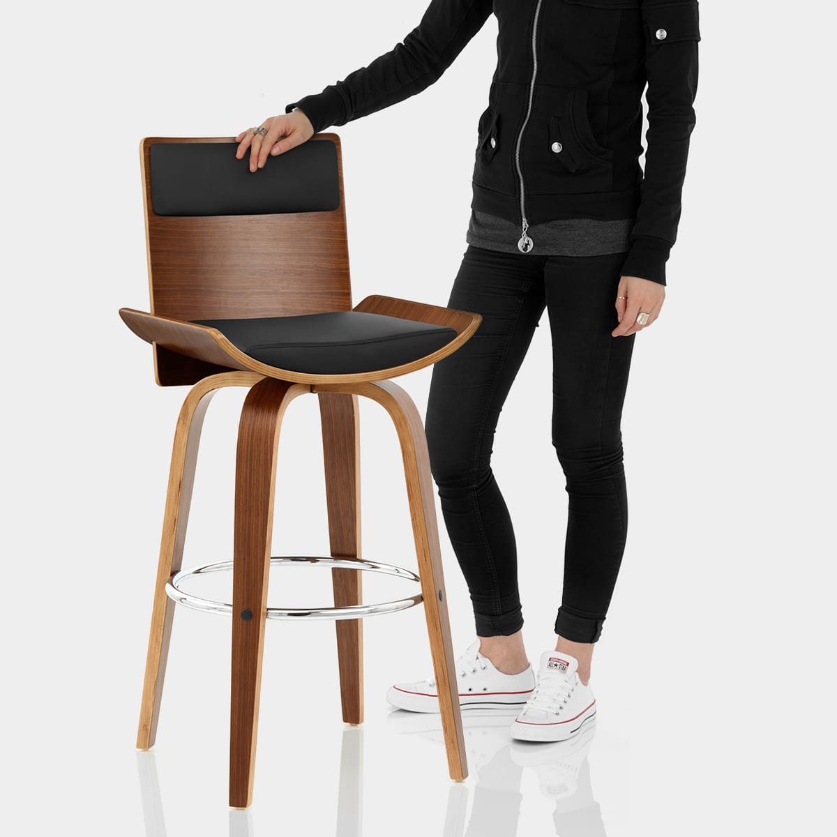 Harper Bar Stool Walnut & Black Features Image