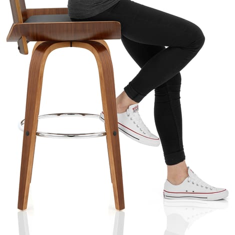 Harper Bar Stool Walnut & Black Frame Image