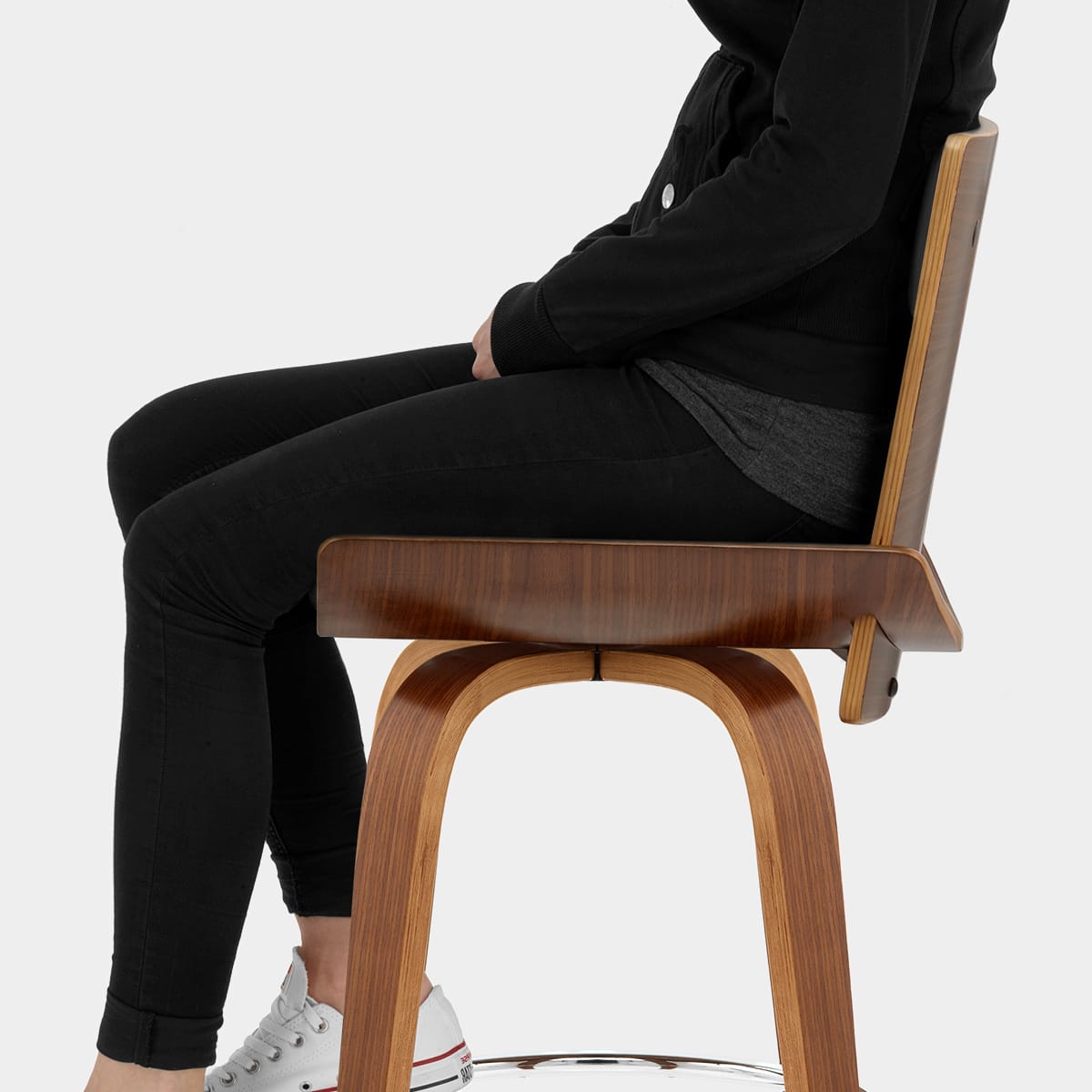 Harper Bar Stool Walnut & Black Seat Image