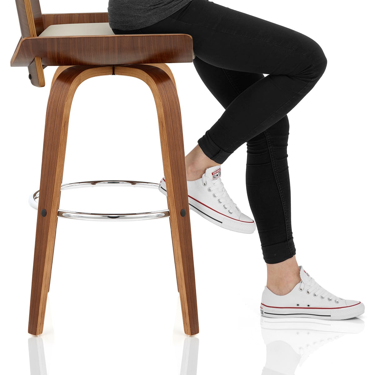 Harper Bar Stool Walnut & Cream Frame Image