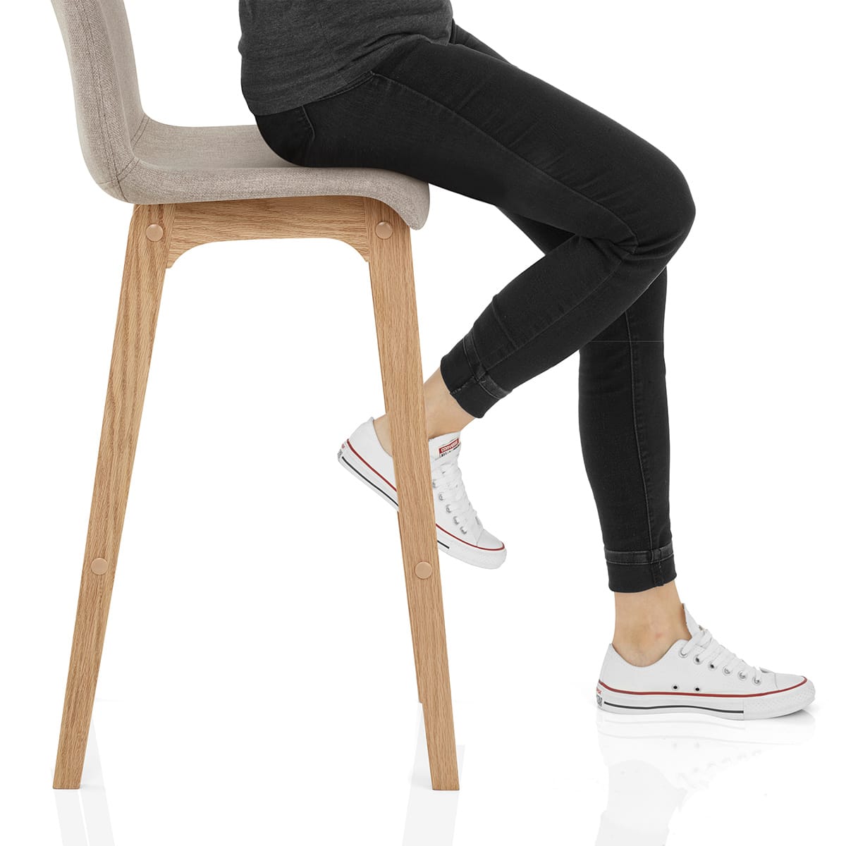 Haven Oak & Tweed Fabric Stool Frame Image