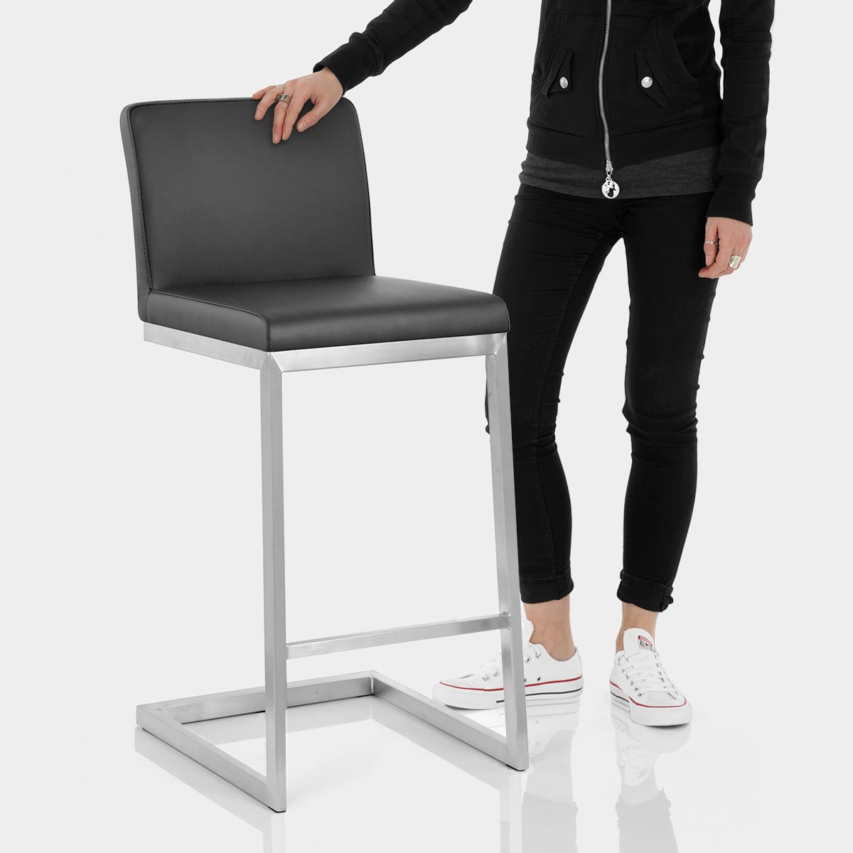 High Ace Brushed Stool Black Features Image