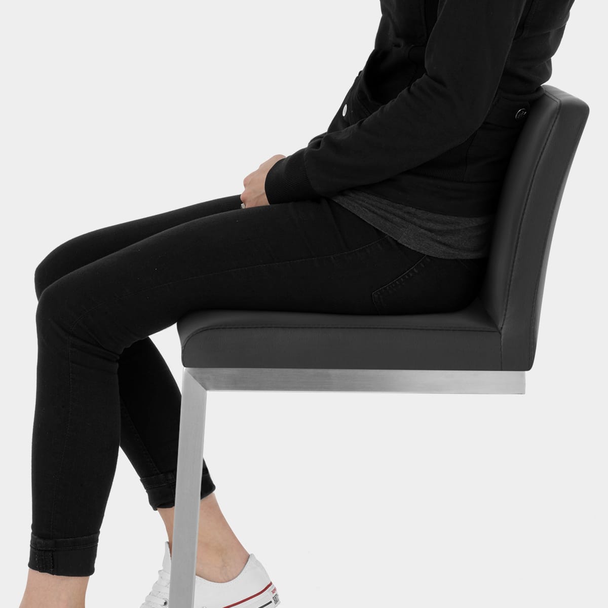 High Ace Brushed Stool Black Seat Image