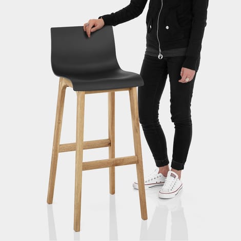 High Drift Oak & Black Bar Stool Features Image