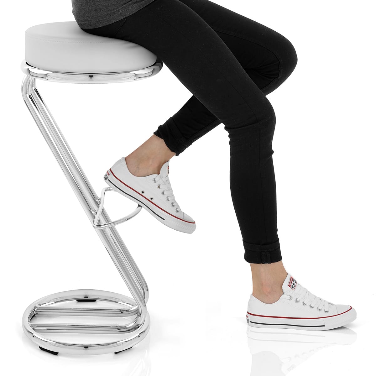 High Zed Bar Stool White Frame Image