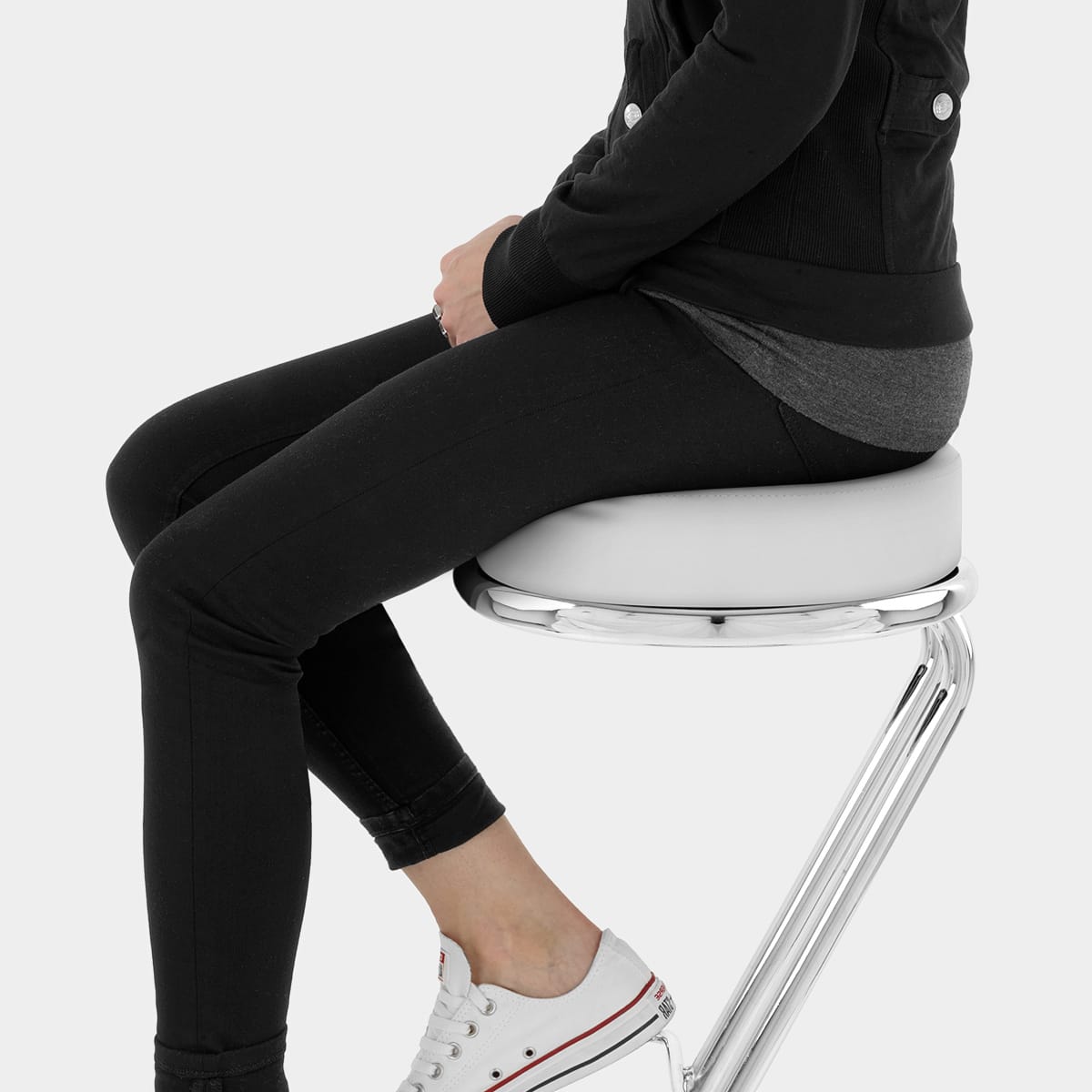 High Zed Bar Stool White Seat Image