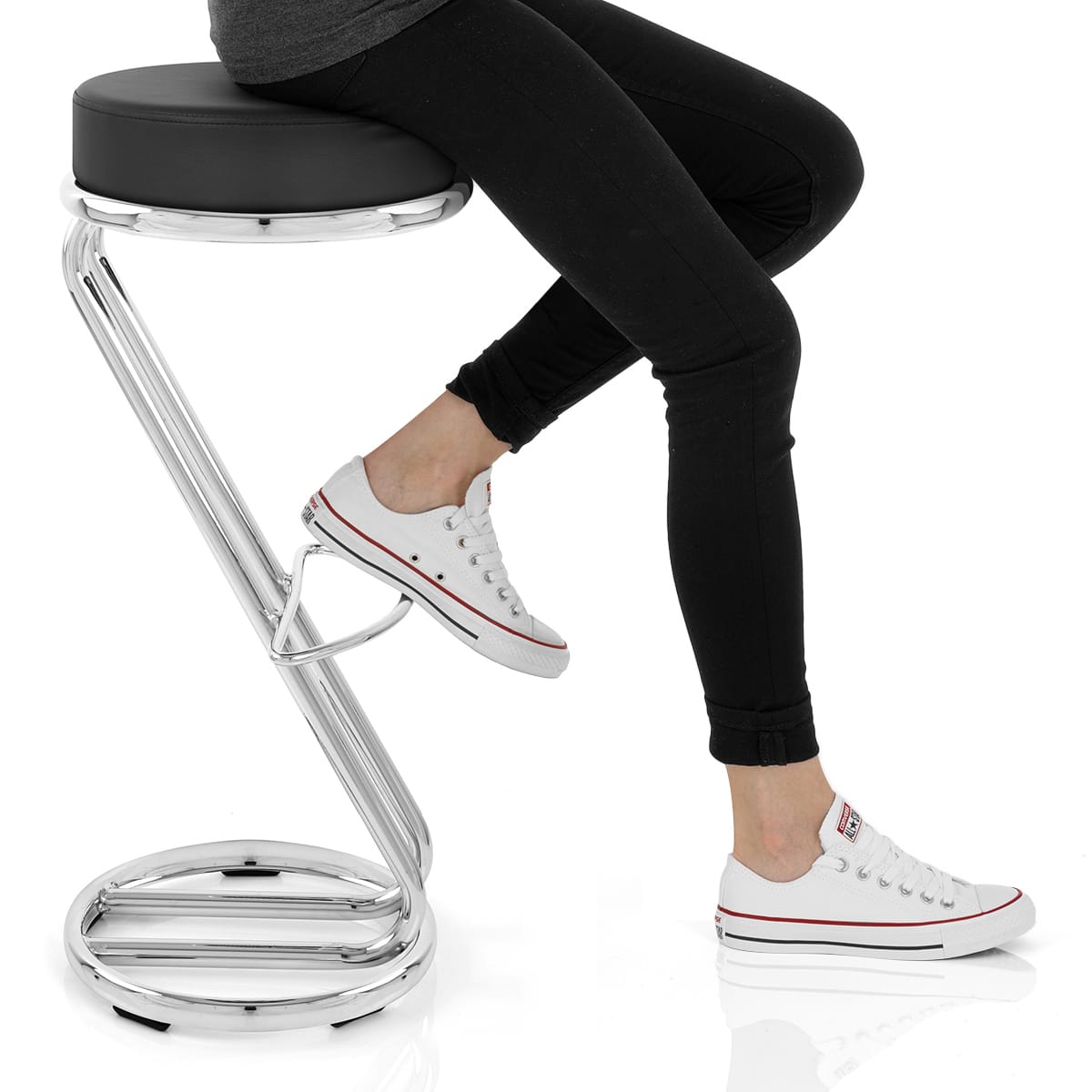 High Zed Bar Stool Black Frame Image