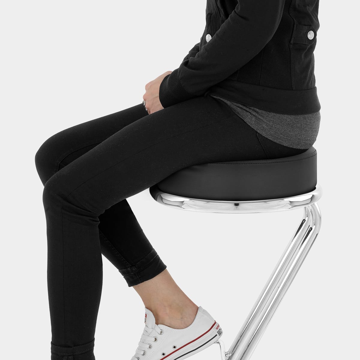High Zed Bar Stool Black Seat Image