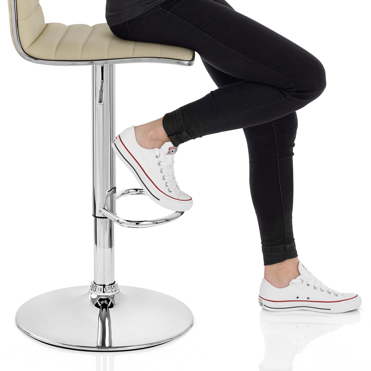 Hiline Bar Stool Cream Frame Image