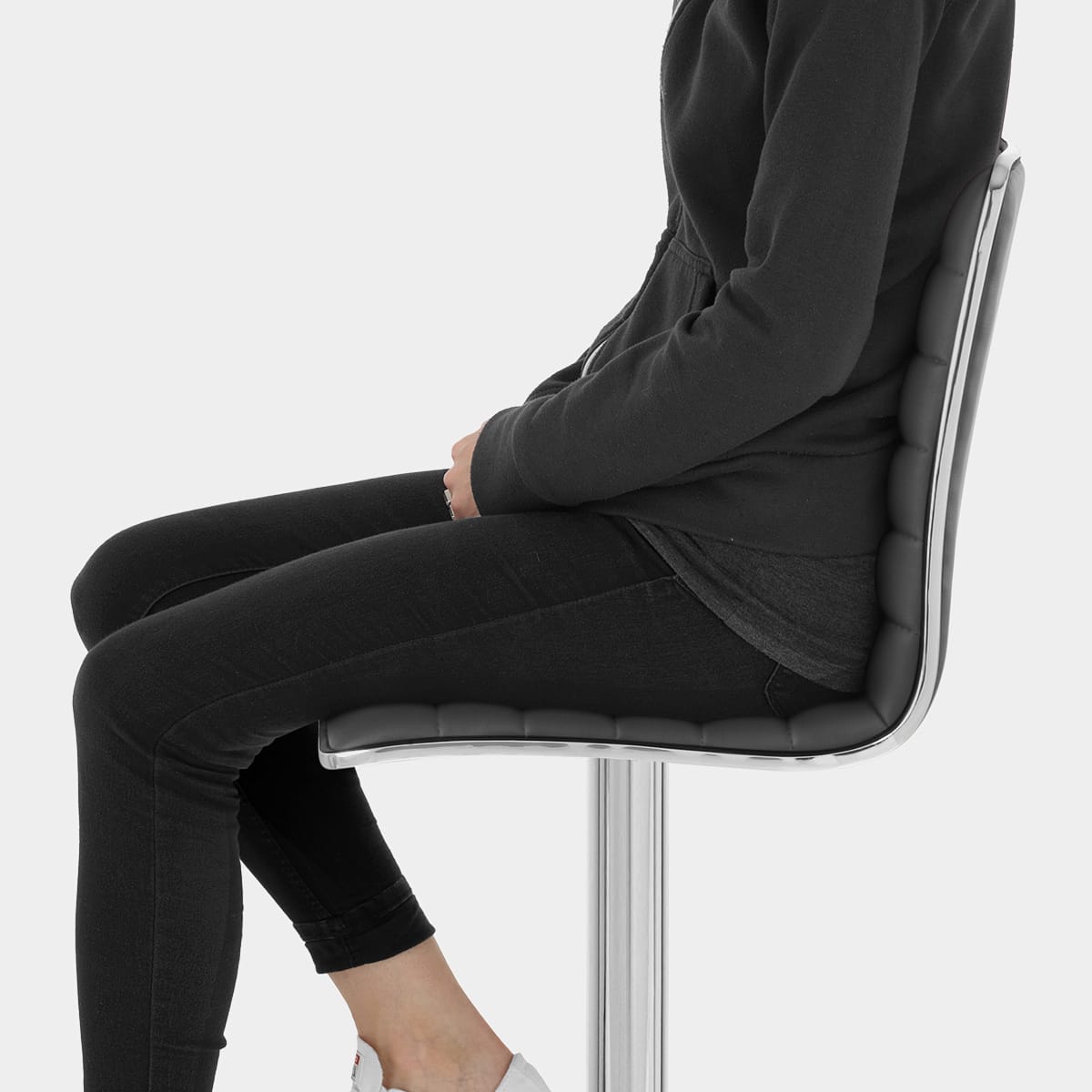 Hiline Bar Stool Grey Seat Image