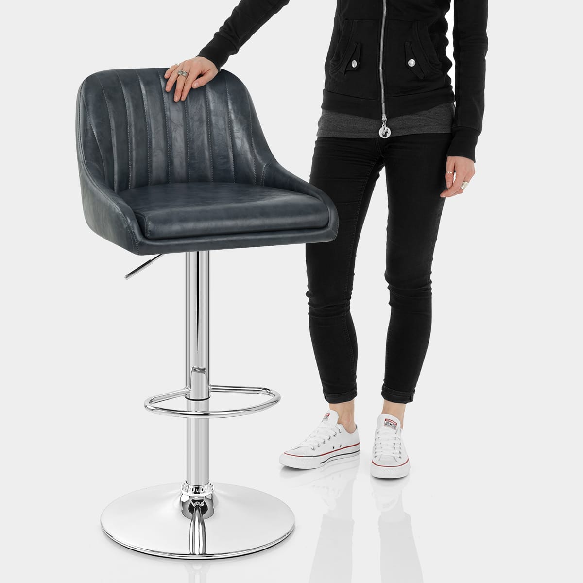 Hobart Bar Stool Antique Slate Features Image