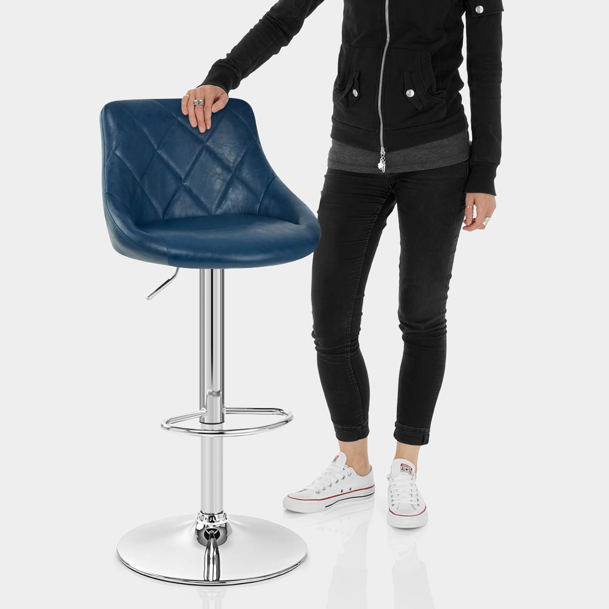 Hype Bar Stool Antique Blue Features Image