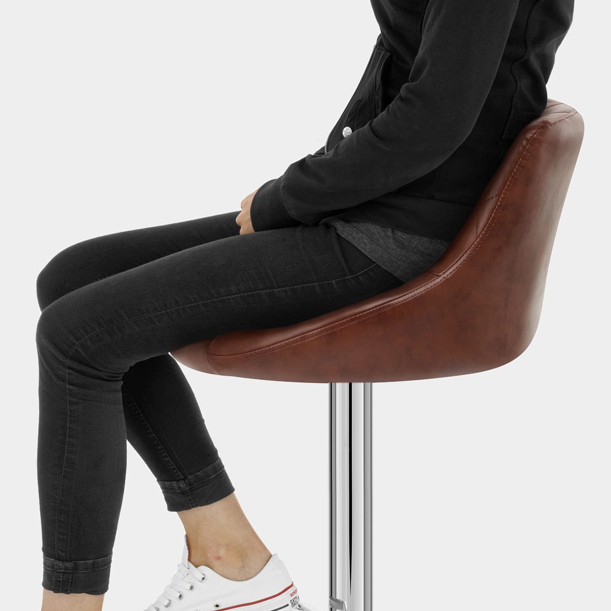 Hype Bar Stool Antique Brown Seat Image