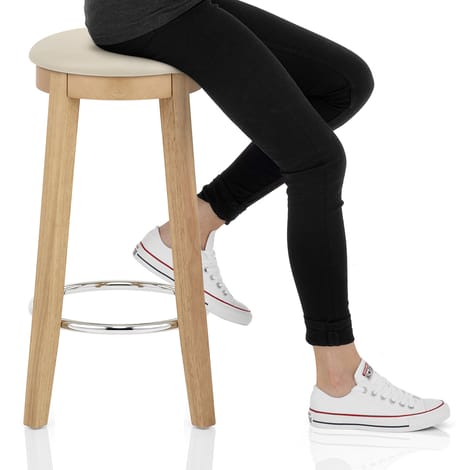 Ikon Kitchen Stool Oak & Cream Frame Image