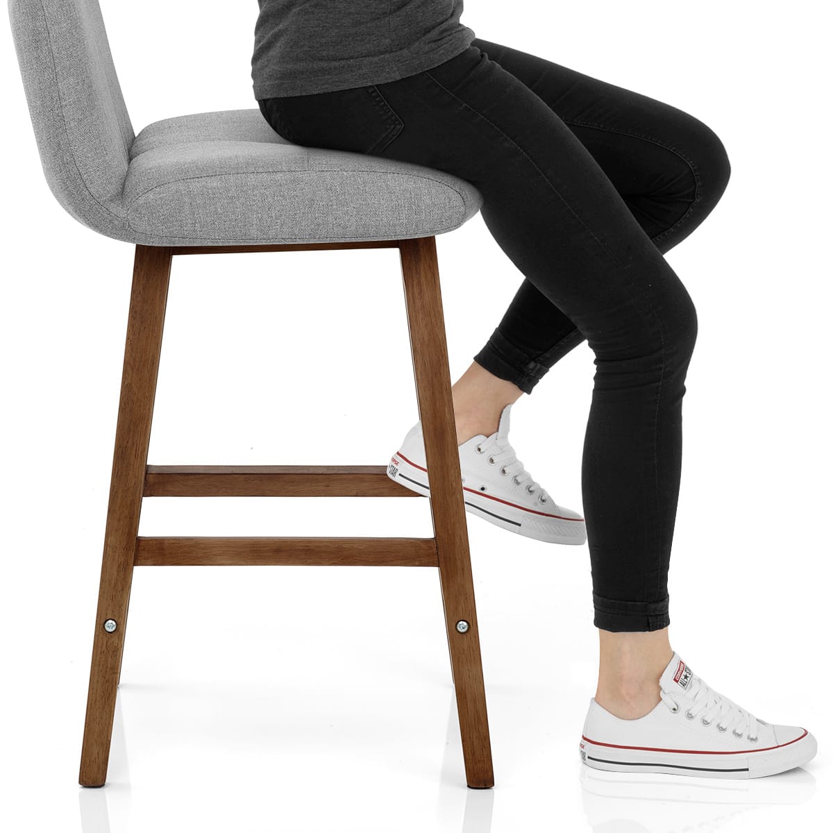 Impulse Wooden Stool Grey Fabric Frame Image