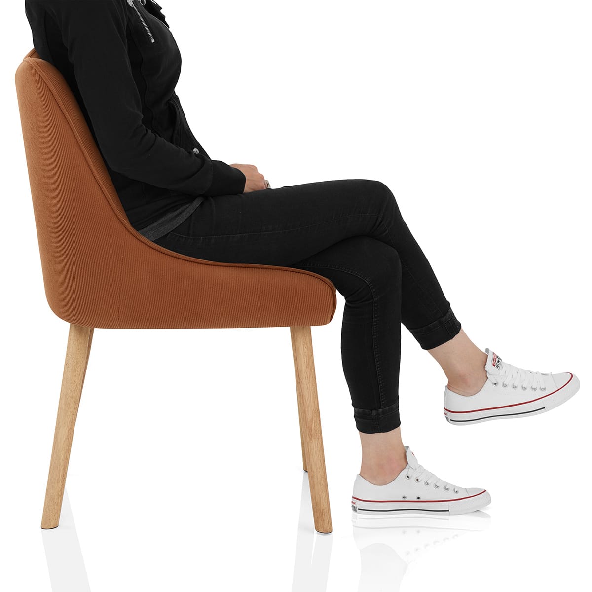 Isabella Oak Dining Chair Brown Fabric Frame Image