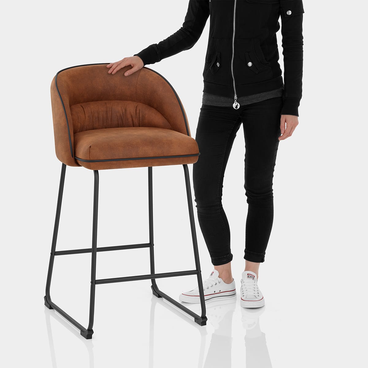Jackie Bar Stool Brown & Black Features Image