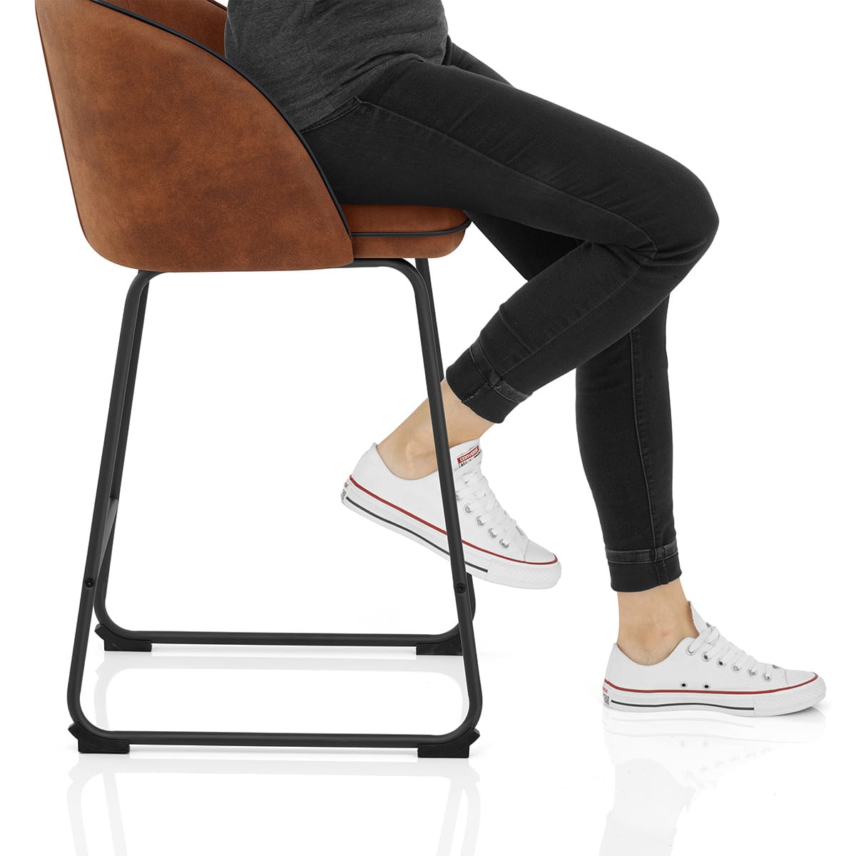 Jackie Bar Stool Brown & Black Frame Image