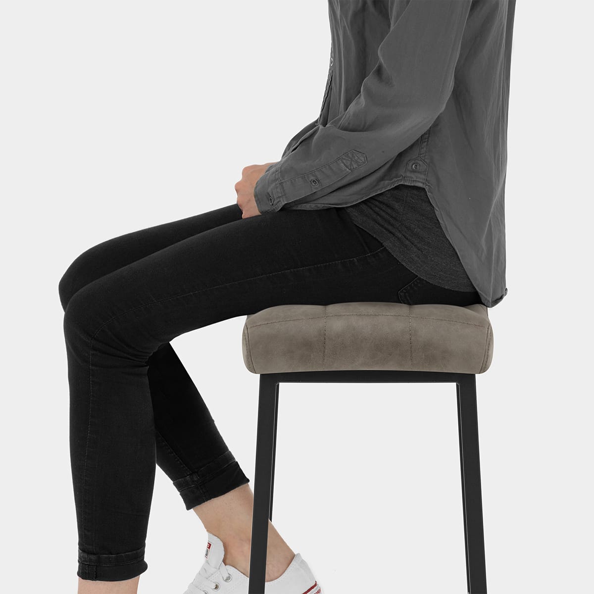 Jago Bar Stool Antique Grey Seat Image