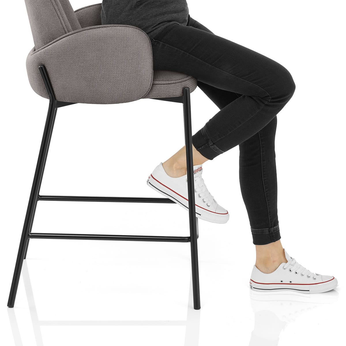 Jarvis Bar Stool Grey Fabric Frame Image