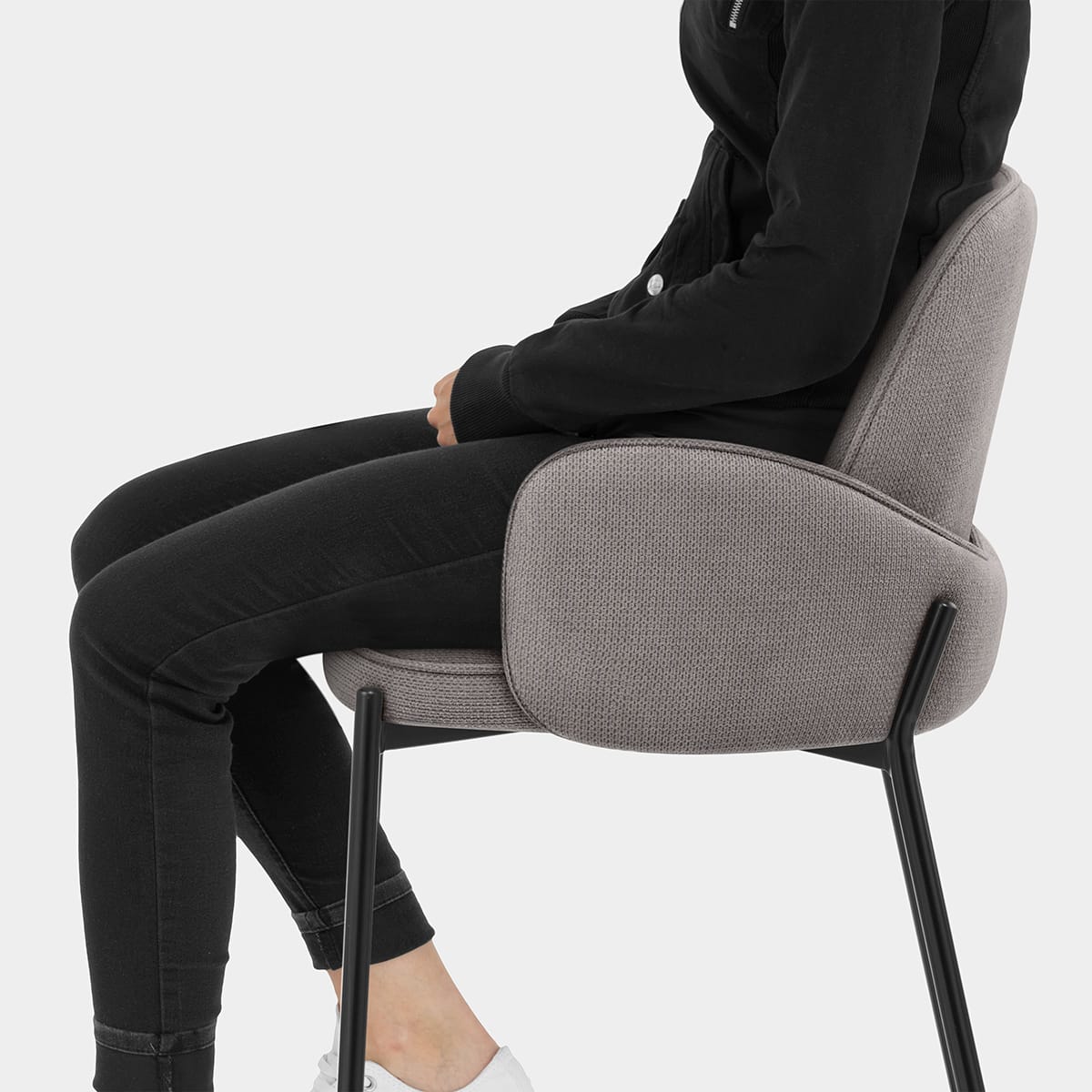 Jarvis Bar Stool Grey Fabric Seat Image