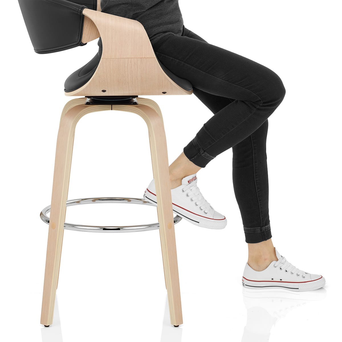 Jefferson Wooden Bar Stool Black Frame Image