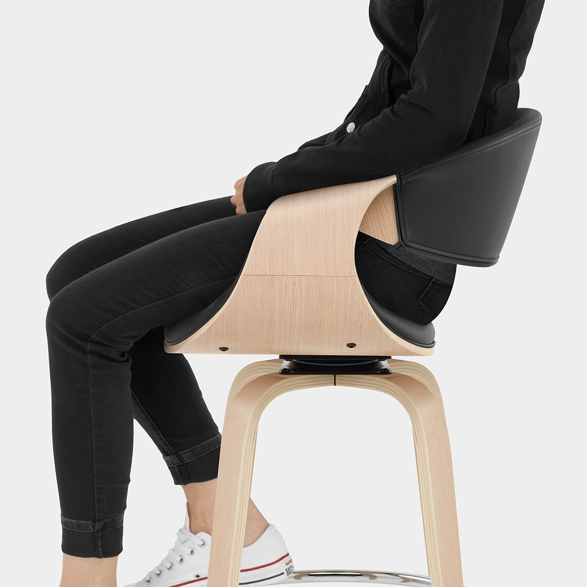 Jefferson Wooden Bar Stool Black Seat Image