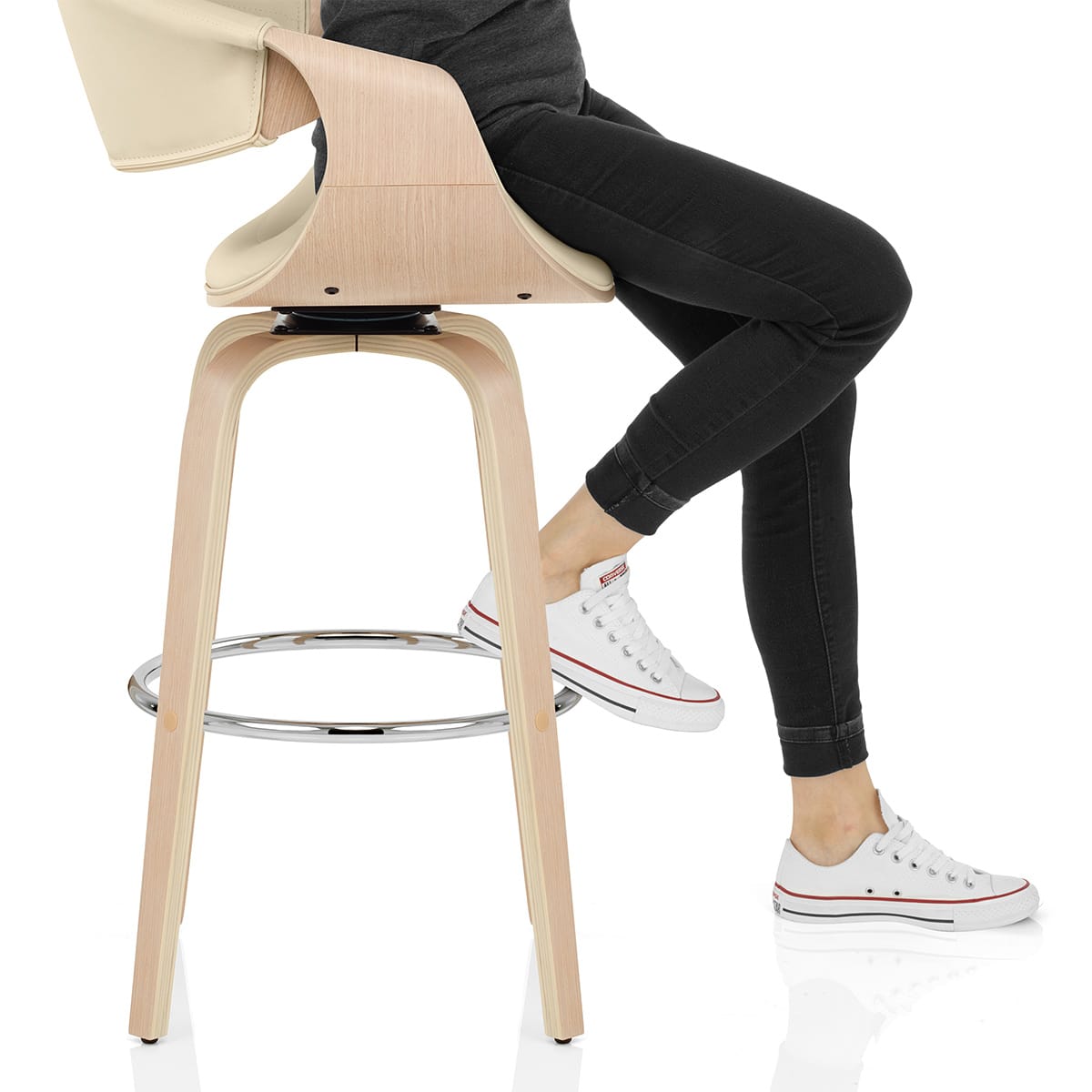 Jefferson Wooden Bar Stool Cream Frame Image