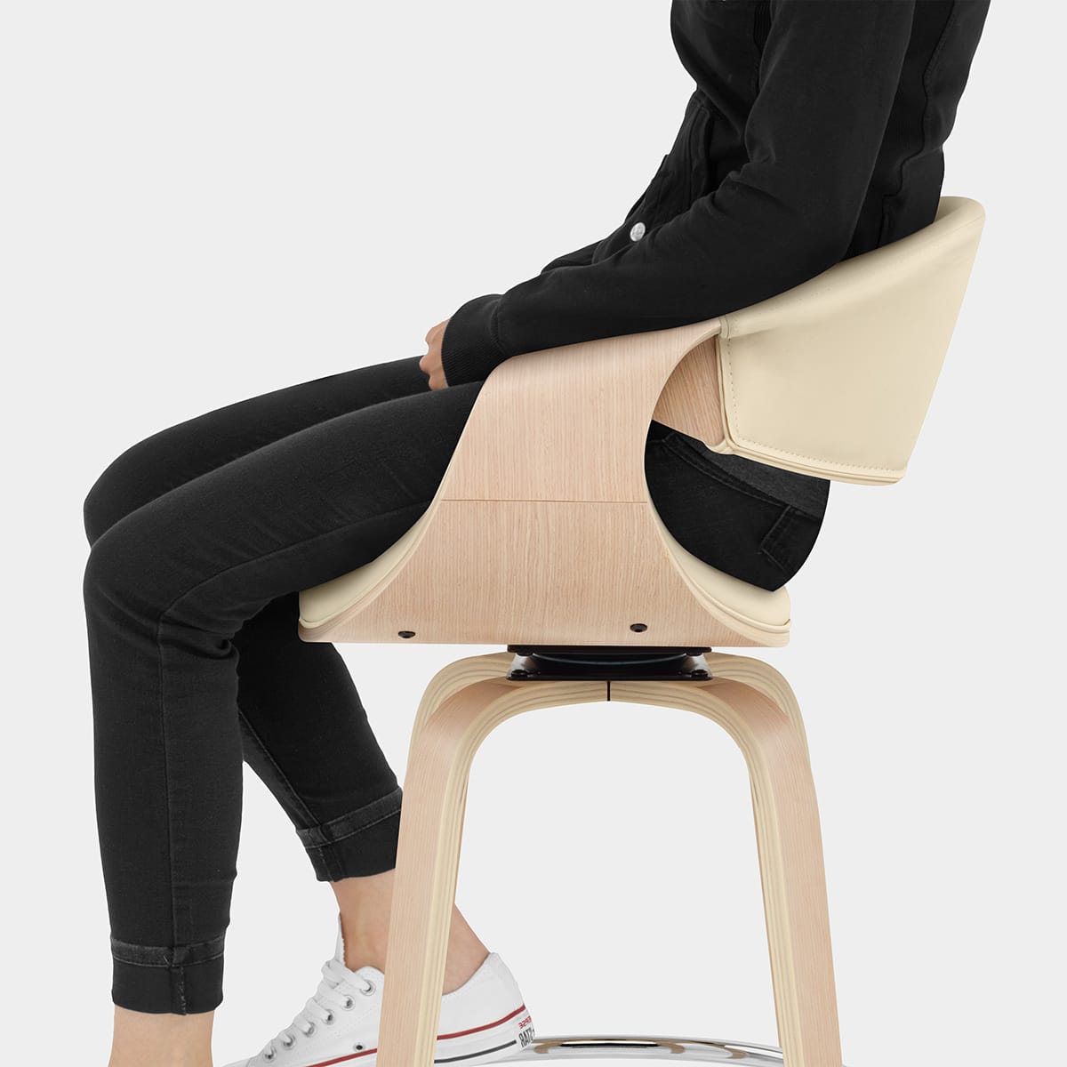 Jefferson Wooden Bar Stool Cream Seat Image