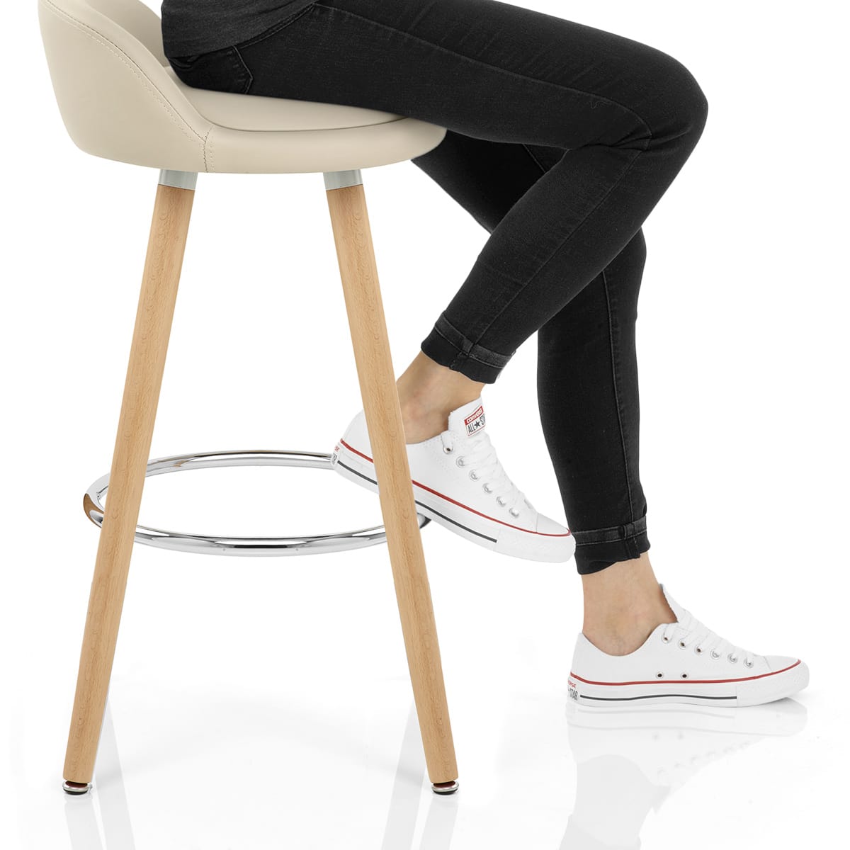 Jive Wooden Stool Cream Frame Image