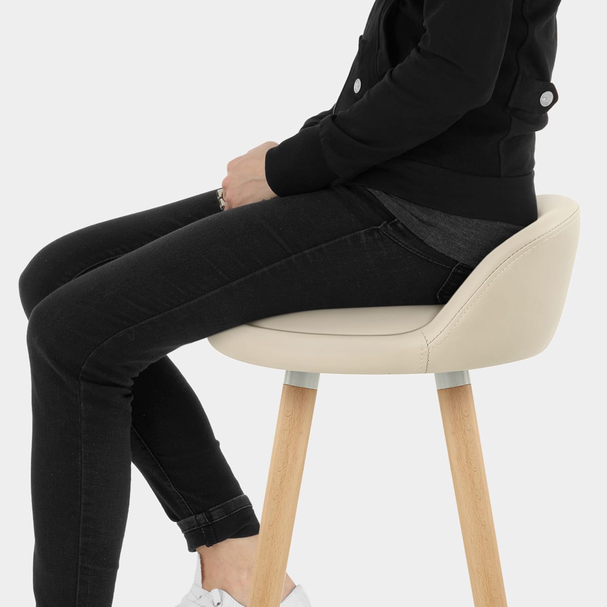 Jive Wooden Stool Cream Seat Image