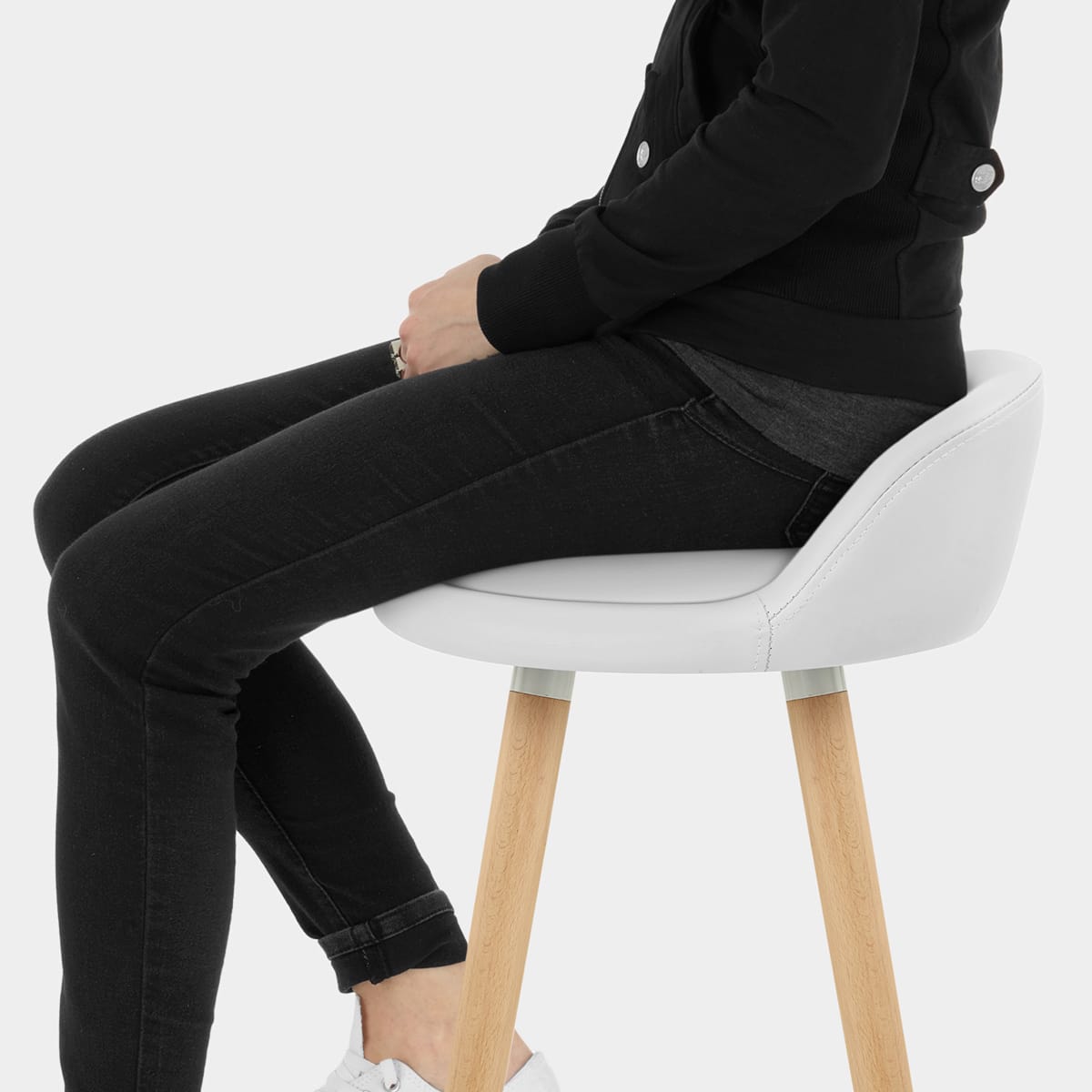 Jive Wooden Stool White Seat Image