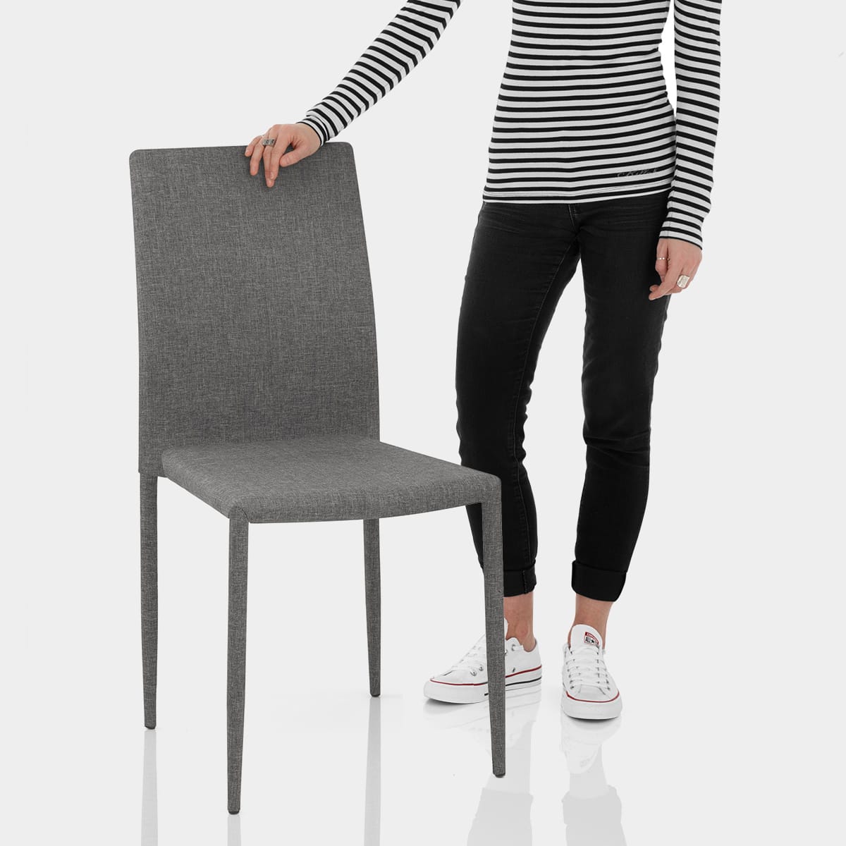 Joshua Dining Chair Light Grey Fabric Features Image