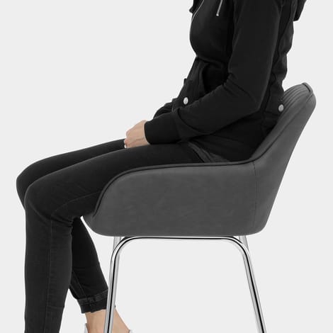 Kanto Chrome Stool Charcoal Seat Image