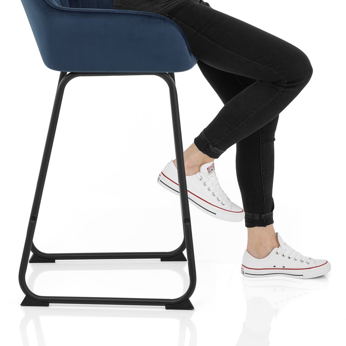 Kanto Bar Stool Blue Velvet Frame Image