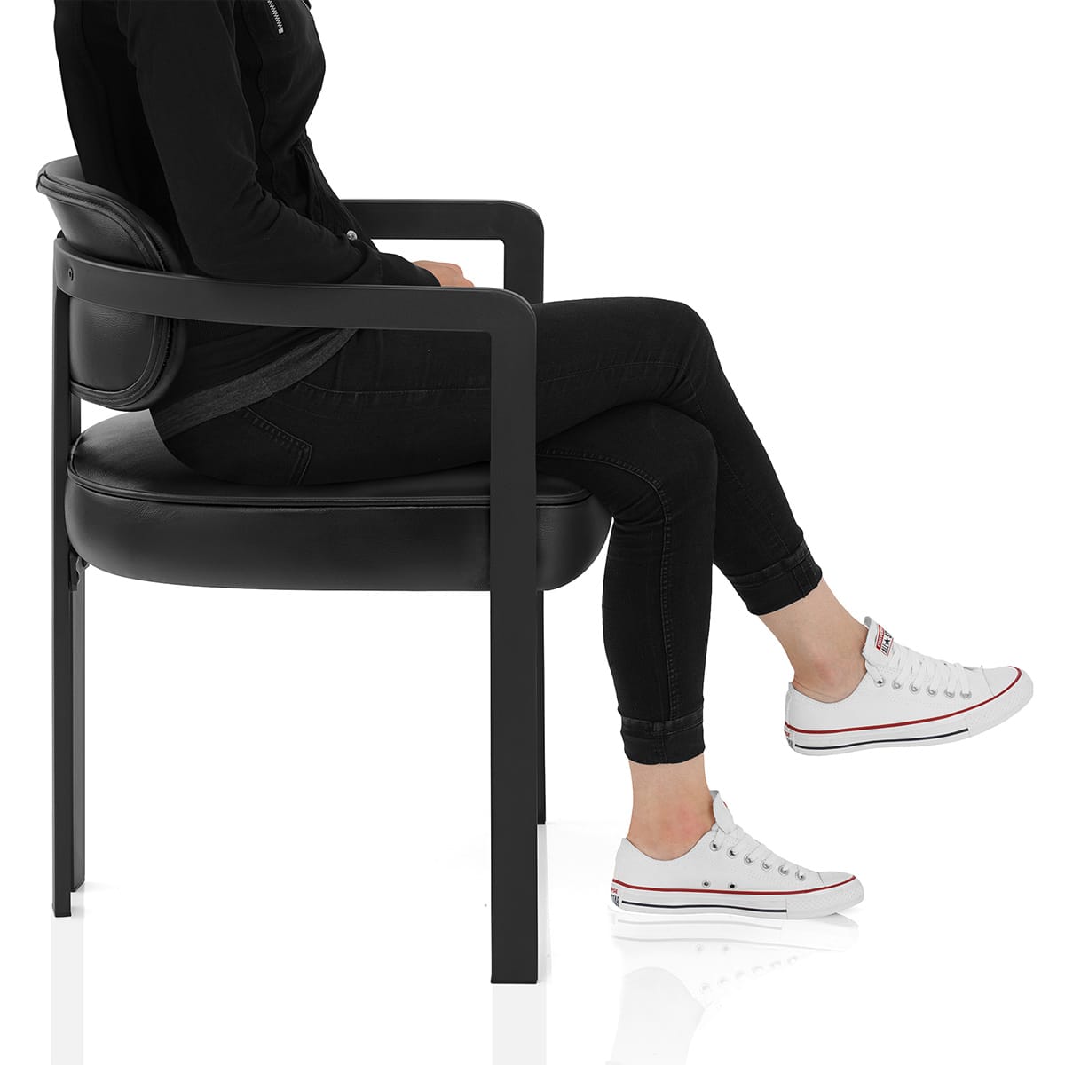 Kara Real Leather Dining Chair Black Frame Image