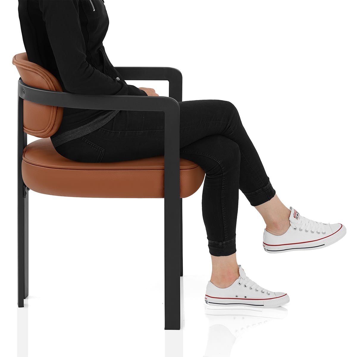 Kara Real Leather Dining Chair Tan Frame Image