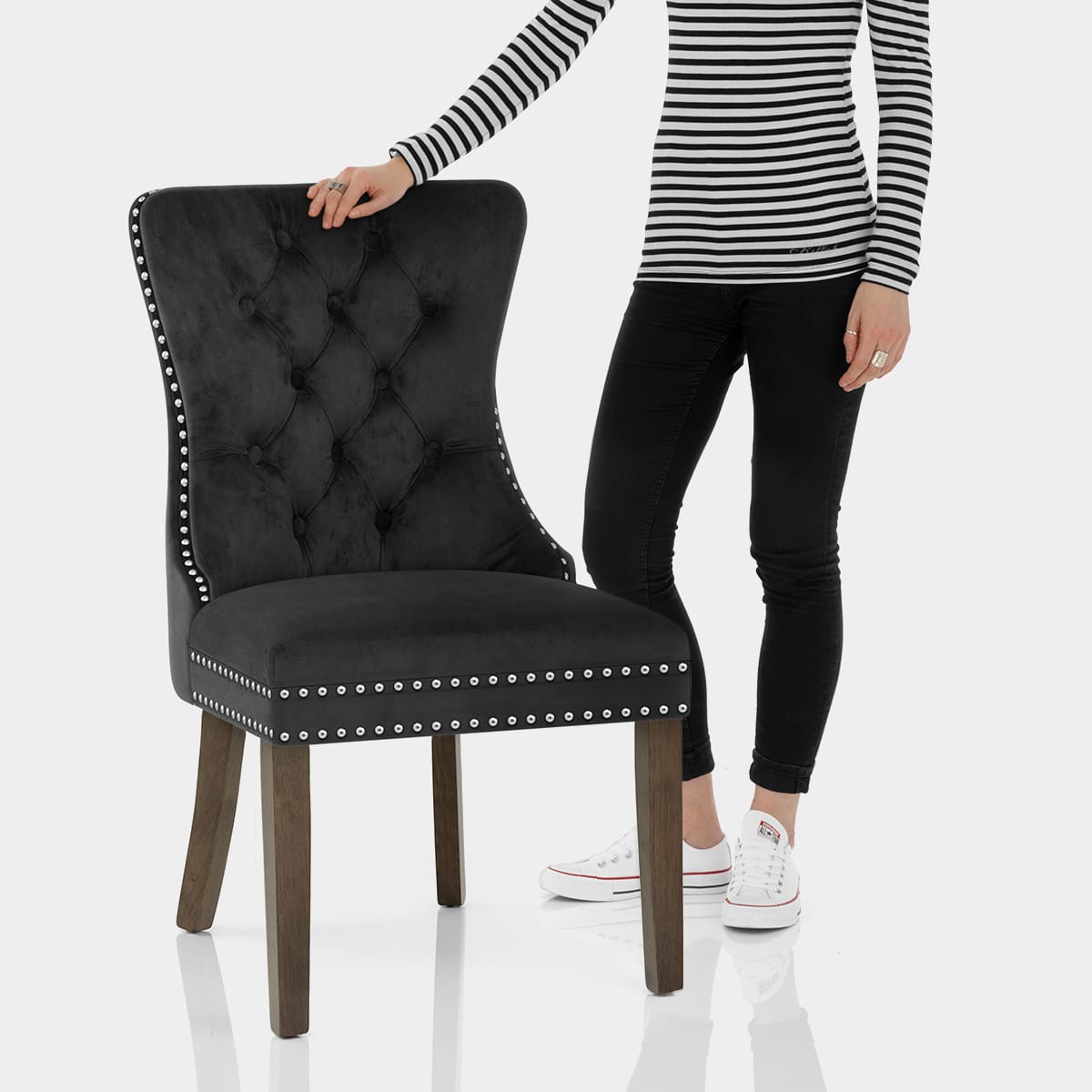 Kensington Dining Chair Black Velvet Features Image