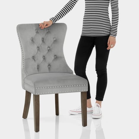 Kensington Dining Chair Grey Velvet Features Image