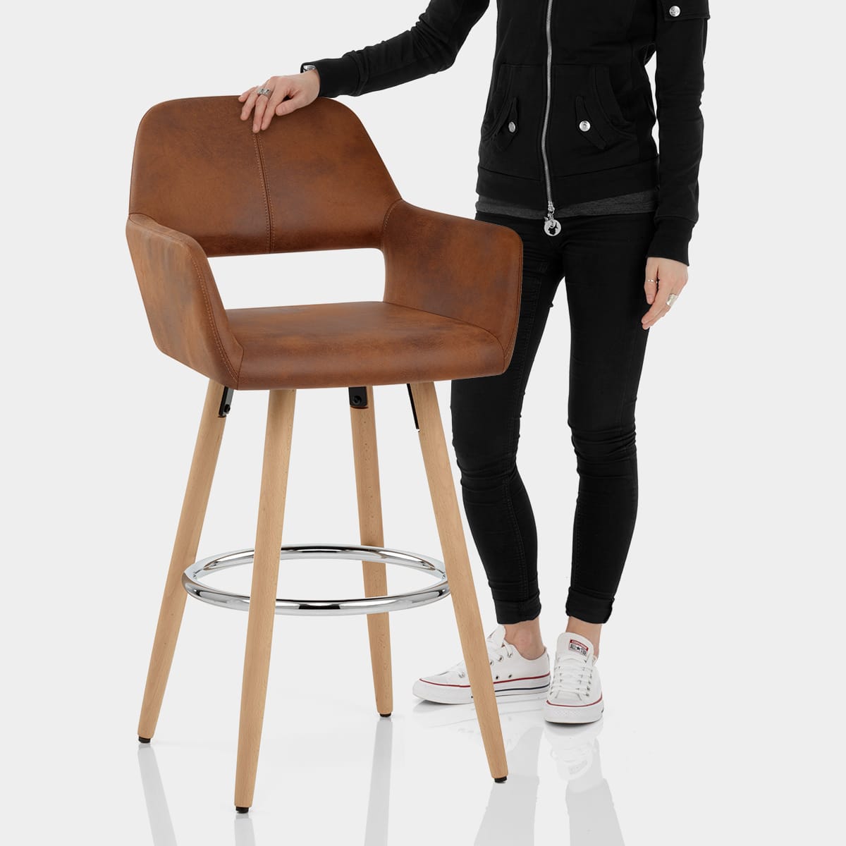 Kite Wooden Stool Antique Brown Features Image