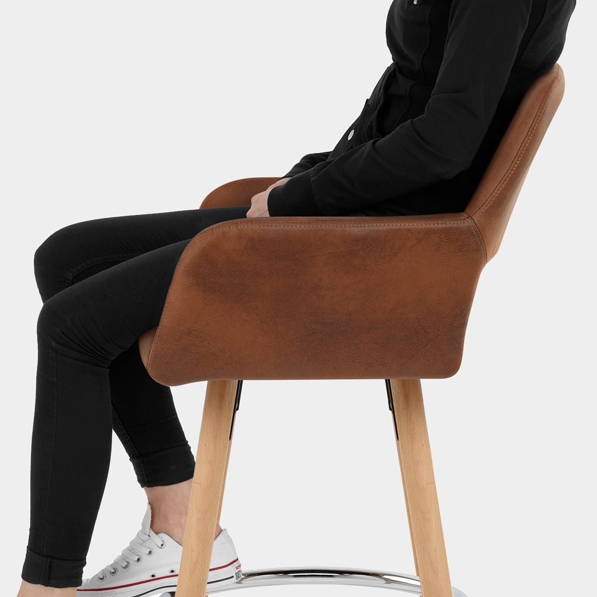 Kite Wooden Stool Antique Brown Seat Image