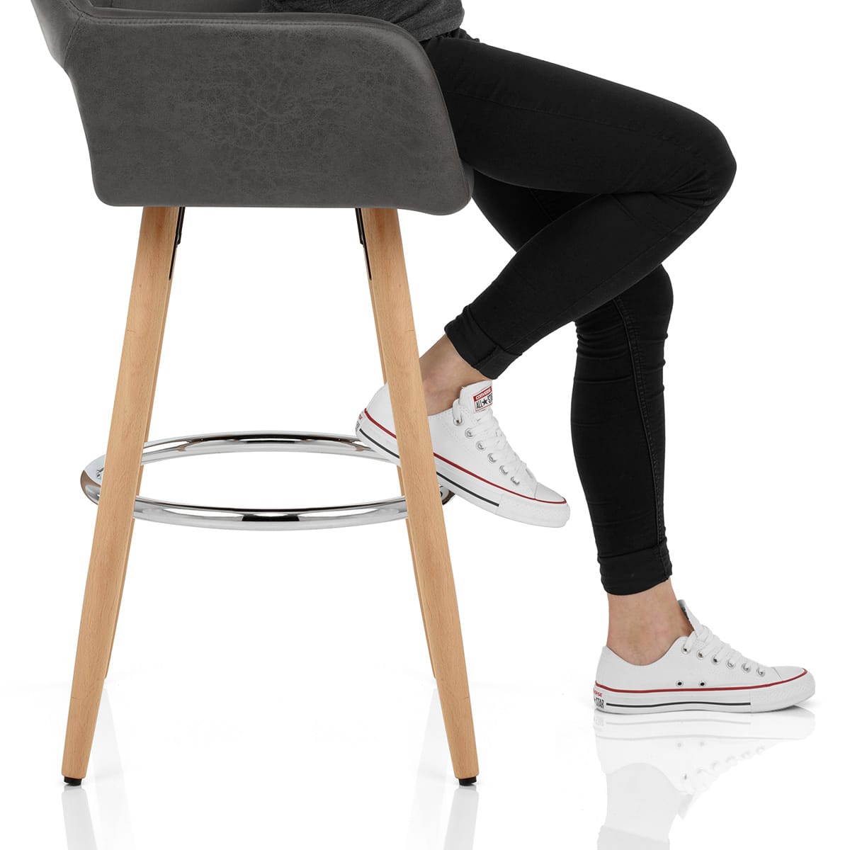 Kite Wooden Stool Grey Frame Image