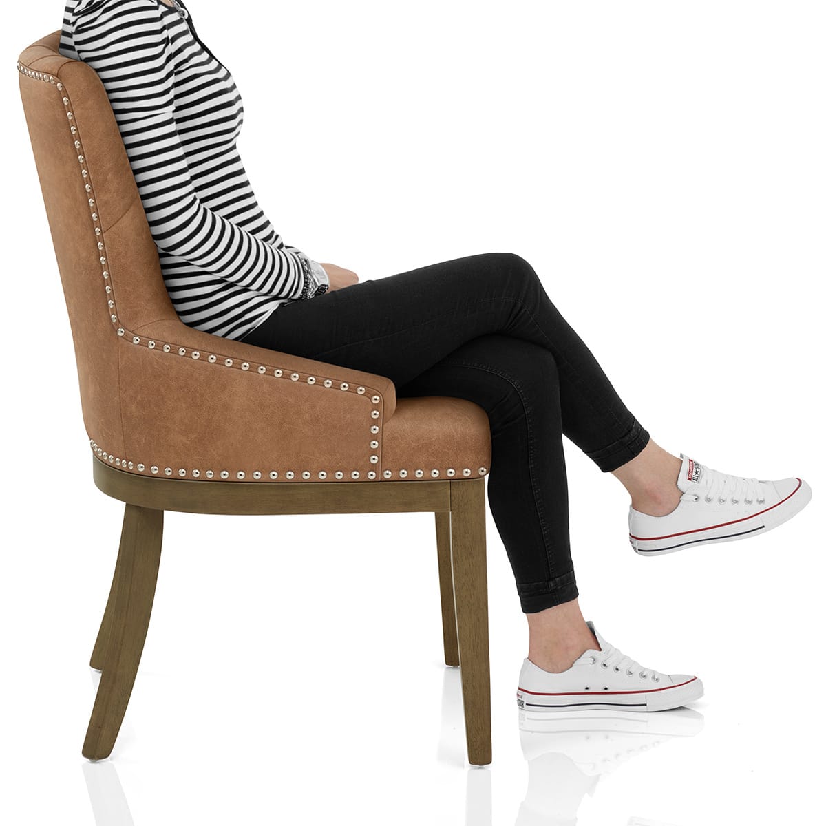 Knightsbridge Oak Chair Tan Leather Frame Image