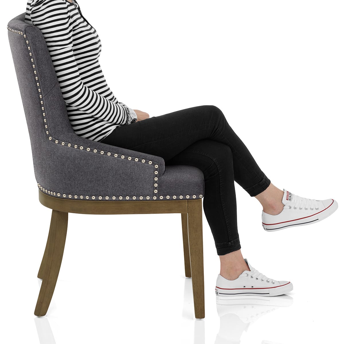 Knightsbridge Oak Chair Charcoal Fabric Frame Image