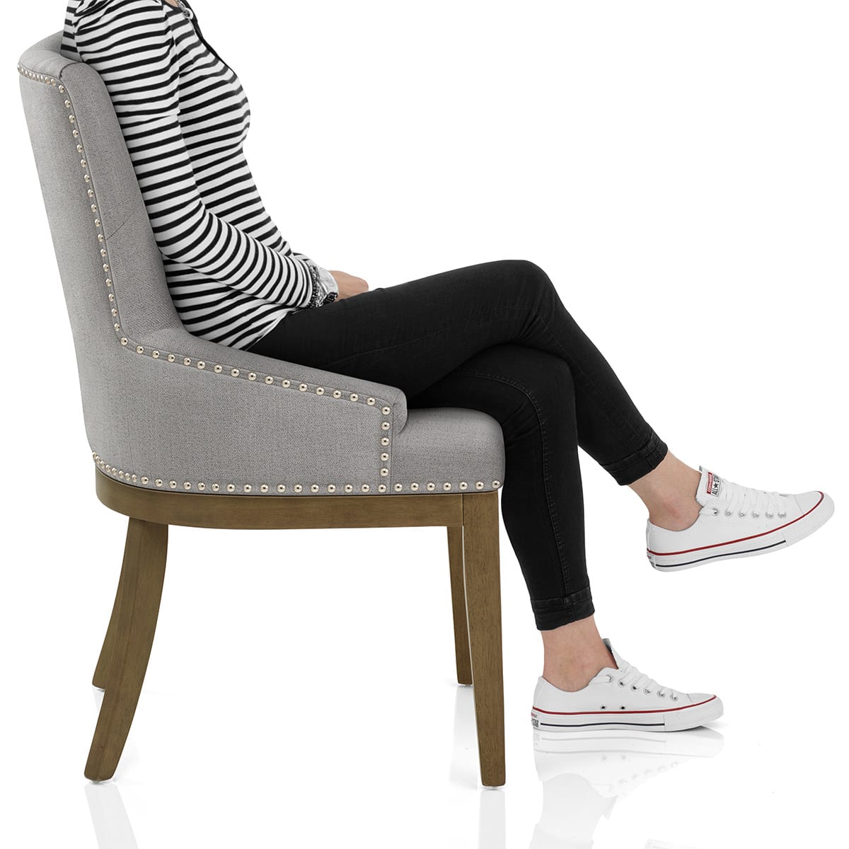 Knightsbridge Oak Chair Grey Fabric Frame Image