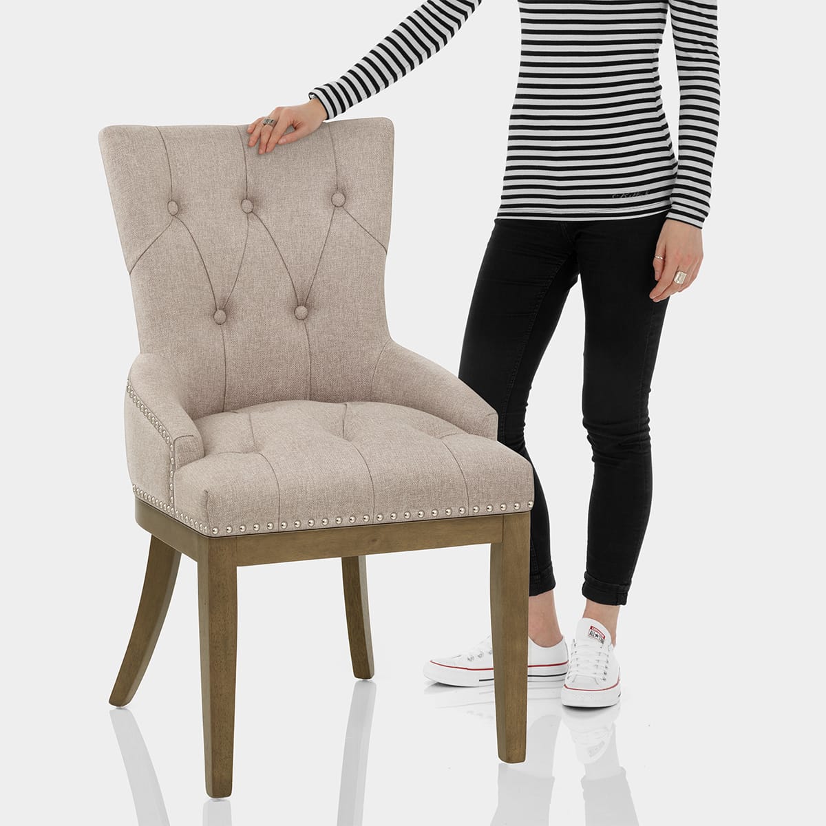 Knightsbridge Oak Chair Tweed Fabric Features Image