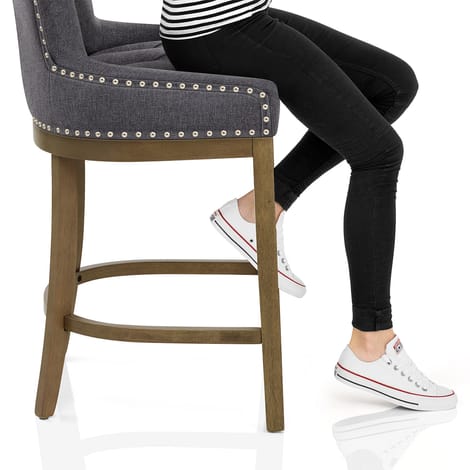 Knightsbridge Oak Stool Charcoal Fabric Frame Image