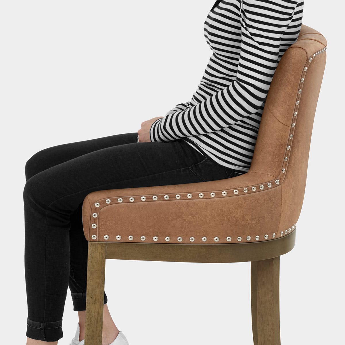 Knightsbridge Oak Stool Tan Leather Seat Image