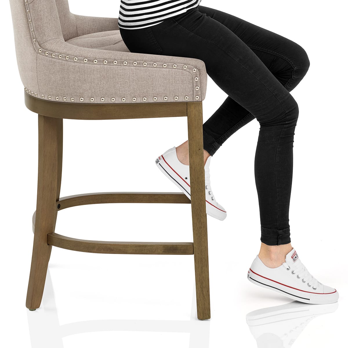 Knightsbridge Oak Stool Tweed Fabric Frame Image